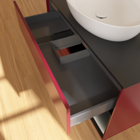 Тумба под раковину Villeroy & Boch Finion 100х50,1 см с подсветкой МДФ пион матовый лак/стекло черное матовое G902PDHB