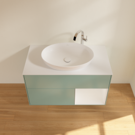 Тумба под раковину Villeroy & Boch Finion 100х50,1 см с подсветкой МДФ оливковый матовый лак/стекло белое матовое G901GFGM