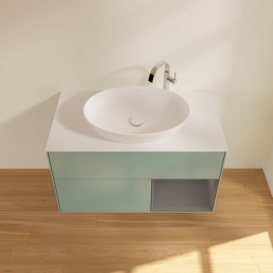 Тумба под раковину Villeroy & Boch Finion 100х50,1 см с подсветкой МДФ оливковый матовый лак/стекло белое матовое G901GKGM