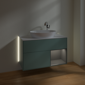 Тумба под раковину Villeroy & Boch Finion 100х50,1 см с подсветкой МДФ оливковый матовый лак/стекло белое матовое G901GKGM