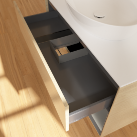 Тумба под раковину Villeroy & Boch Finion 100х50,1 см с подсветкой МДФ шпон дуба/стекло белое матовое G901GKPC