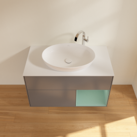 Тумба под раковину Villeroy & Boch Finion 100х50,1 см с подсветкой МДФ антрацит матовый лак/стекло белое матовое G901GMGK