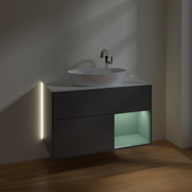 Тумба под раковину Villeroy & Boch Finion 100х50,1 см с подсветкой МДФ антрацит матовый лак/стекло белое матовое G901GMGK