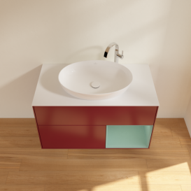 Тумба под раковину Villeroy & Boch Finion 100х50,1 см с подсветкой МДФ пион матовый лак/стекло белое матовое G901GMHB