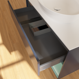 Тумба под раковину Villeroy & Boch Finion 100х50,1 см с подсветкой МДФ темно-синий матовый лак/стекло белое матовое G901GMHG