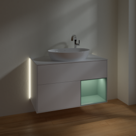 Тумба под раковину Villeroy & Boch Finion 100х50,1 см с подсветкой МДФ белый матовый лак/стекло белое матовое G901GMMT