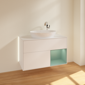 Тумба под раковину Villeroy & Boch Finion 100х50,1 см с подсветкой МДФ белый матовый лак/стекло белое матовое G901GMMT