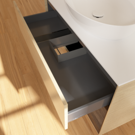 Тумба под раковину Villeroy & Boch Finion 100х50,1 см с подсветкой МДФ шпон дуба/стекло белое матовое G901GNPC