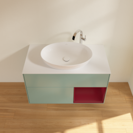 Тумба под раковину Villeroy & Boch Finion 100х50,1 см с подсветкой МДФ оливковый матовый лак/стекло белое матовое G901HBGM