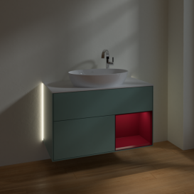 Тумба под раковину Villeroy & Boch Finion 100х50,1 см с подсветкой МДФ оливковый матовый лак/стекло белое матовое G901HBGM