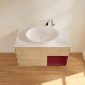 Тумба под раковину Villeroy & Boch Finion 100х50,1 см с подсветкой МДФ шпон дуба/стекло белое матовое G901HBPC