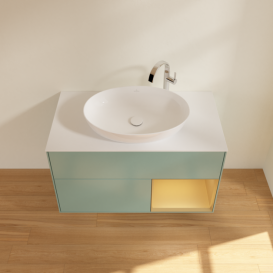 Тумба под раковину Villeroy & Boch Finion 100х50,1 см с подсветкой МДФ оливковый матовый лак/стекло белое матовое G901HFGM