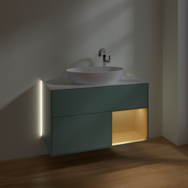 Тумба под раковину Villeroy & Boch Finion 100х50,1 см с подсветкой МДФ оливковый матовый лак/стекло белое матовое G901HFGM