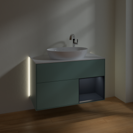 Тумба под раковину Villeroy & Boch Finion 100х50,1 см с подсветкой МДФ оливковый матовый лак/стекло белое матовое G901HGGM