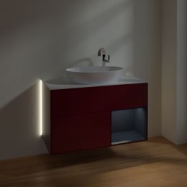 Тумба под раковину Villeroy & Boch Finion 100х50,1 см с подсветкой МДФ пион матовый лак/стекло белое матовое G901HGHB