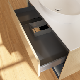 Тумба под раковину Villeroy & Boch Finion 100х50,1 см с подсветкой МДФ шпон дуба/стекло белое матовое G901HGPC