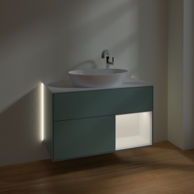 Тумба под раковину Villeroy & Boch Finion 100х50,1 см с подсветкой МДФ оливковый матовый лак/стекло белое матовое G901MTGM