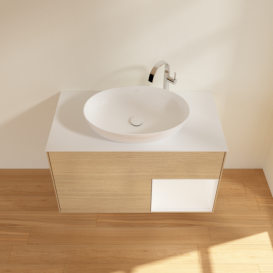 Тумба под раковину Villeroy & Boch Finion 100х50,1 см с подсветкой МДФ шпон дуба/стекло белое матовое G901MTPC