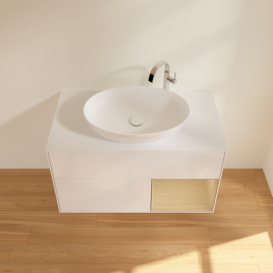 Тумба под раковину Villeroy & Boch Finion 100х50,1 см с подсветкой МДФ глянцевый белый лак/стекло белое матовое G901PCGF