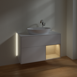 Тумба под раковину Villeroy & Boch Finion 100х50,1 см с подсветкой МДФ глянцевый белый лак/стекло белое матовое G901PCGF