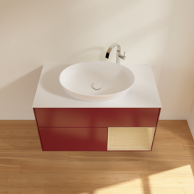 Тумба под раковину Villeroy & Boch Finion 100х50,1 см с подсветкой МДФ пион матовый лак/стекло белое матовое G901PCHB