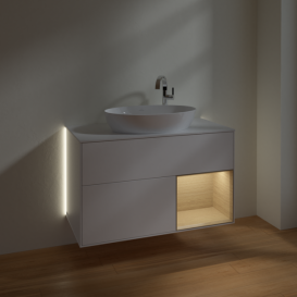 Тумба под раковину Villeroy & Boch Finion 100х50,1 см с подсветкой МДФ белый матовый лак/стекло белое матовое G901PCMT