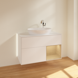 Тумба под раковину Villeroy & Boch Finion 100х50,1 см с подсветкой МДФ белый матовый лак/стекло белое матовое G901PCMT