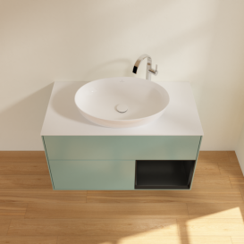 Тумба под раковину Villeroy & Boch Finion 100х50,1 см с подсветкой МДФ оливковый матовый лак/стекло белое матовое G901PDGM