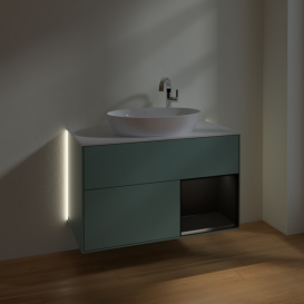 Тумба под раковину Villeroy & Boch Finion 100х50,1 см с подсветкой МДФ оливковый матовый лак/стекло белое матовое G901PDGM