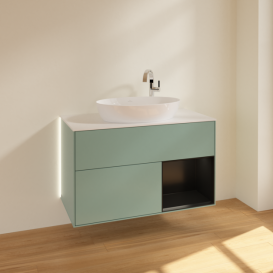 Тумба под раковину Villeroy & Boch Finion 100х50,1 см с подсветкой МДФ оливковый матовый лак/стекло белое матовое G901PDGM