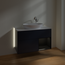 Тумба под раковину Villeroy & Boch Finion 100х50,1 см с подсветкой МДФ темно-синий матовый лак/стекло белое матовое G901PDHG