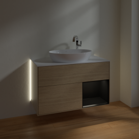 Тумба під раковину Villeroy & Boch Finion 100х50,1 см із підсвічуванням МДФ шпон дуба/скло біле матове G901PDPC