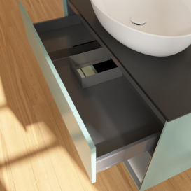 Тумба под раковину Villeroy & Boch Finion 100х50,1 см с подсветкой МДФ оливковый матовый лак/стекло черное матовое G902GKGM