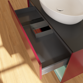 Тумба під раковину Villeroy & Boch Finion 100х50,1 см з підсвічуванням МДФ півонія матовий лак/скло чорне матове G902GMHB