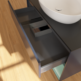 Тумба под раковину Villeroy & Boch Finion 100х50,1 см с подсветкой МДФ темно-синий матовый лак/стекло черное матовое G902GMHG