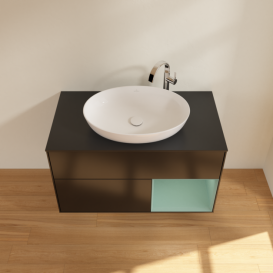 Тумба під раковину Villeroy & Boch Finion 100х50,1 см із підсвічуванням МДФ чорний матовий лак/скло чорне матове G902GMPD