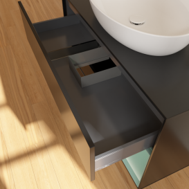 Тумба під раковину Villeroy & Boch Finion 100х50,1 см із підсвічуванням МДФ чорний матовий лак/скло чорне матове G902GMPD