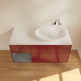 Тумба под раковину Villeroy & Boch Finion 120х50,1 см с подсветкой МДФ пион матовый лак/стекло белое матовое F921GKHB