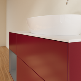 Тумба под раковину Villeroy & Boch Finion 120х50,1 см с подсветкой МДФ пион матовый лак/стекло белое матовое F921GKHB