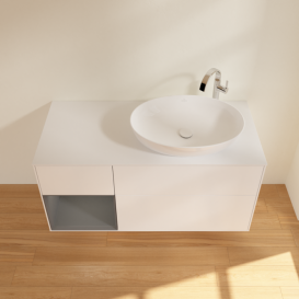 Тумба под раковину Villeroy & Boch Finion 120х50,1 см с подсветкой МДФ белый матовый лак/стекло белое матовое F921GKMT