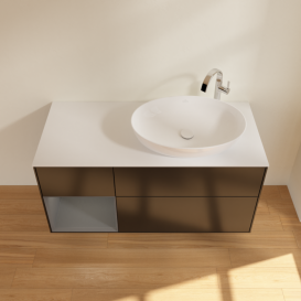 Тумба под раковину Villeroy & Boch Finion 120х50,1 см с подсветкой МДФ черный матовый лак/стекло белое матовое F921GKPD