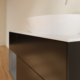 Тумба под раковину Villeroy & Boch Finion 120х50,1 см с подсветкой МДФ черный матовый лак/стекло белое матовое F921GKPD