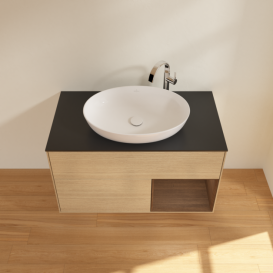 Тумба под раковину Villeroy & Boch Finion 100х50,1 см с подсветкой МДФ шпон дуба/стекло черное матовое G902GNPC