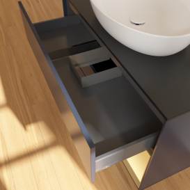 Тумба під раковину Villeroy & Boch Finion 100х50,1 см із підсвічуванням МДФ темно-синій матовий лак/скло чорне матове G902HFHG