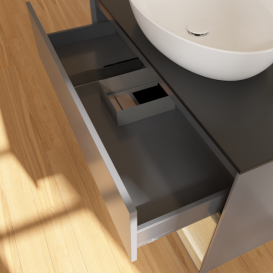 Тумба под раковину Villeroy & Boch Finion 100х50,1 см с подсветкой МДФ антрацит матовый лак/стекло черное матовое G902PCGK