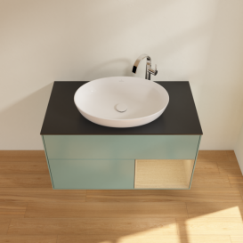 Тумба под раковину Villeroy & Boch Finion 100х50,1 см с подсветкой МДФ оливковый матовый лак/стекло черное матовое G902PCGM