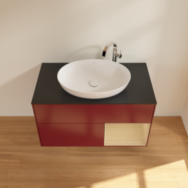 Тумба под раковину Villeroy & Boch Finion 100х50,1 см с подсветкой МДФ пион матовый лак/стекло черное матовое G902PCHB