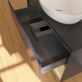 Тумба под раковину Villeroy & Boch Finion 100х50,1 см с подсветкой МДФ темно-синий матовый лак/стекло черное матовое G902PCHG