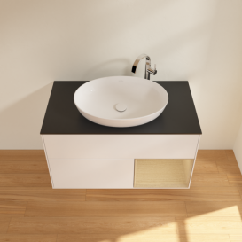 Тумба под раковину Villeroy & Boch Finion 100х50,1 см с подсветкой МДФ белый матовый лак/стекло черное матовое G902PCMT