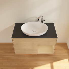 Тумба под раковину Villeroy & Boch Finion 100х50,1 см с подсветкой МДФ шпон дуба/стекло черное матовое G902PCPC